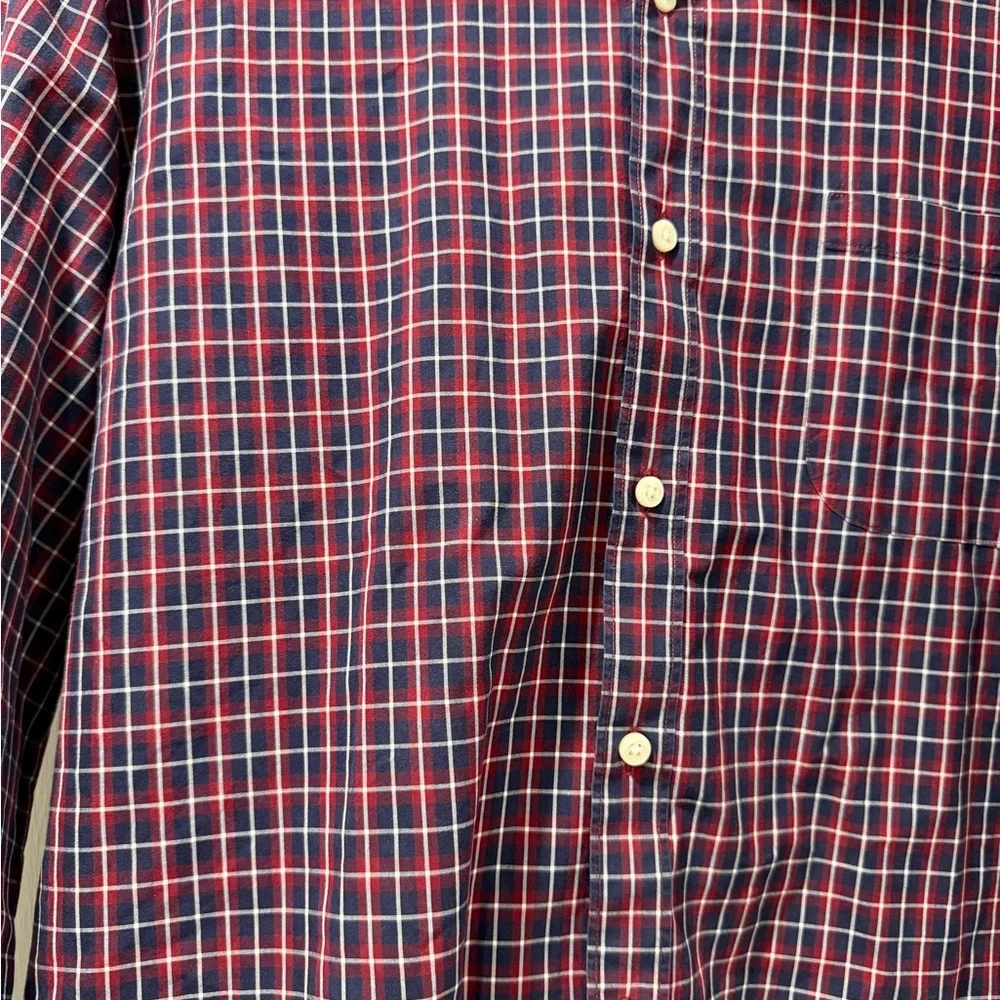 J. Crew Navy and‎ Crimson Plaid Shirt